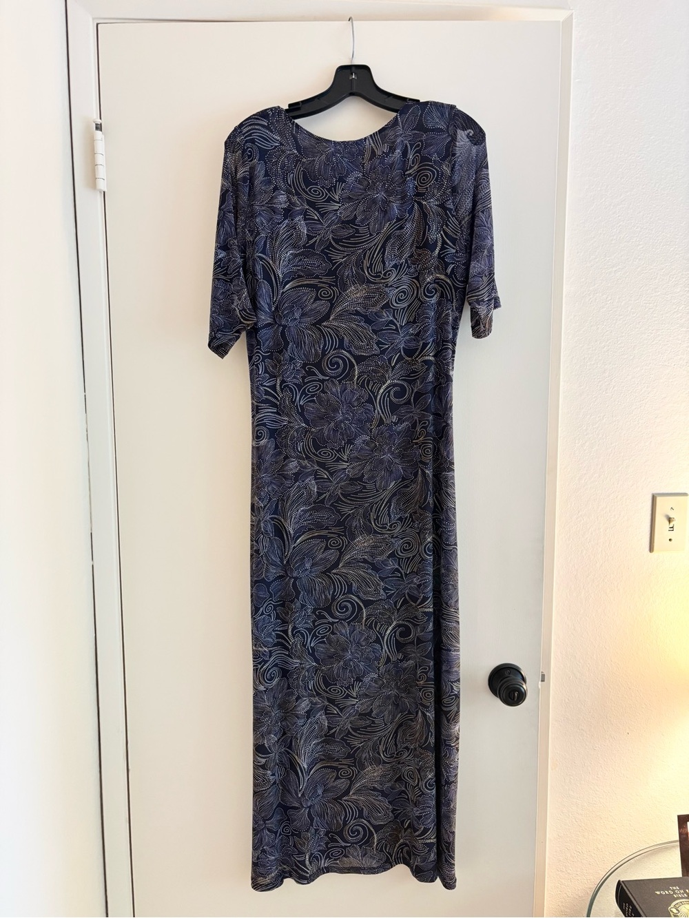 Johnny Was Navy and Cream Floral Swirl Maxi Dress